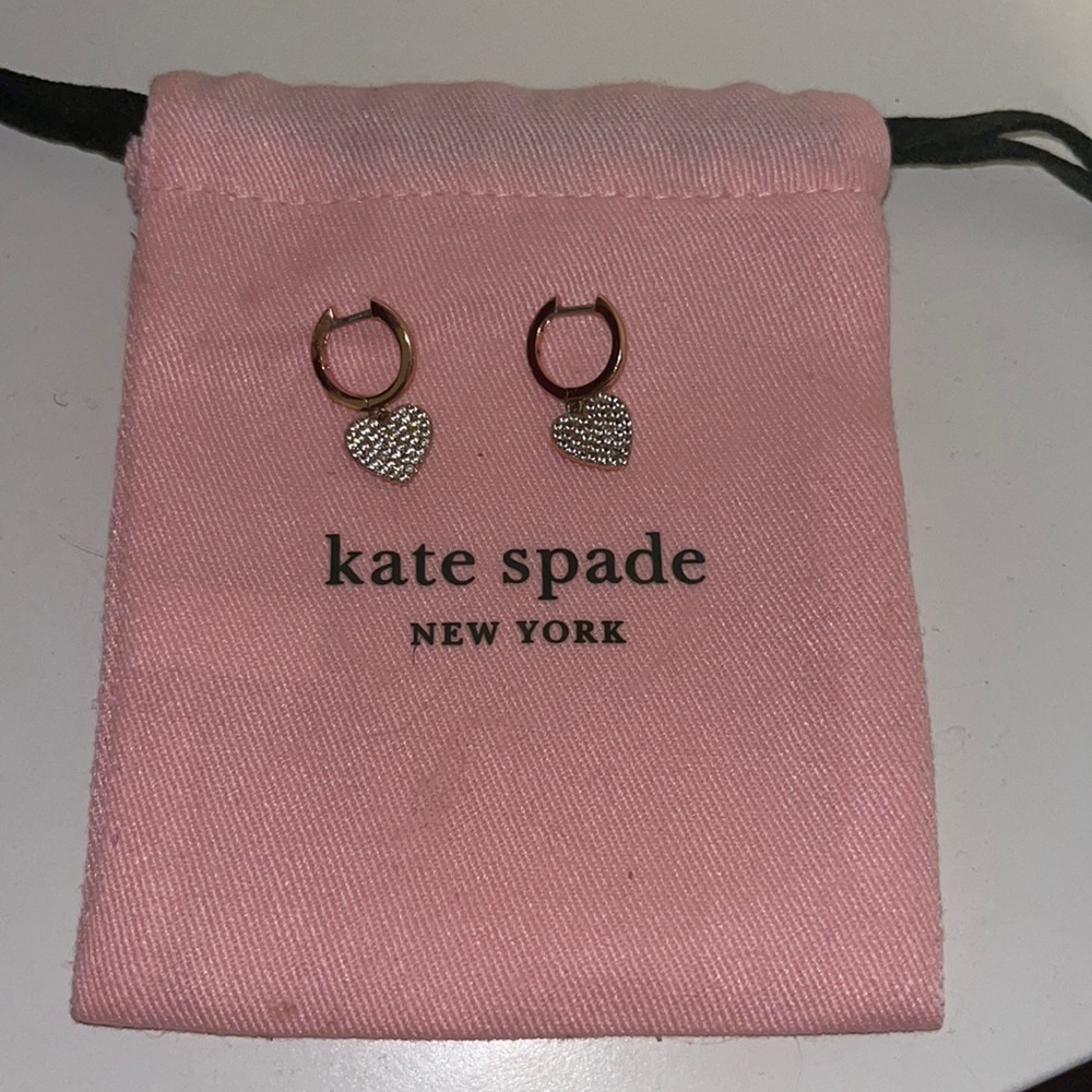 Kate Spade rose gold heart earrings